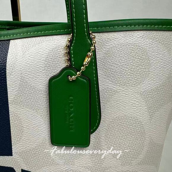 Coach City Tote Bag In Signature Canvas W/ Coach Graphic CBI79 Chalk/Kelly Multi - Picture 7 of 8
